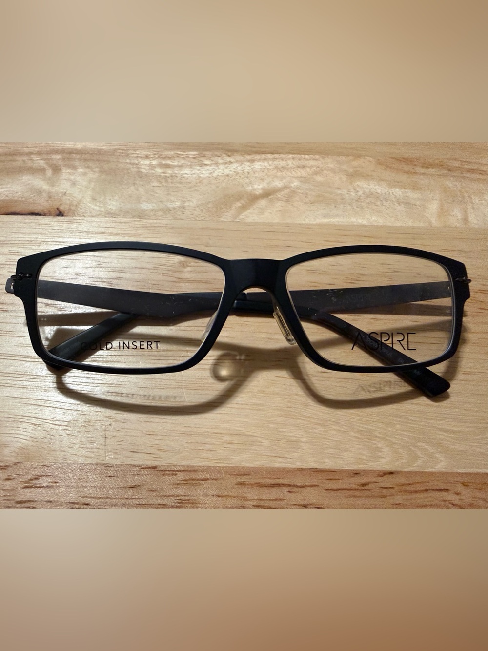 Aspire Matte Black Rectangular Glasses